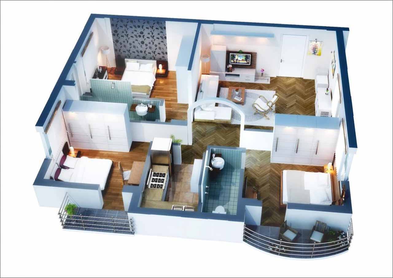 Thiết kế nội thất chung cư 3 phòng ngủ 