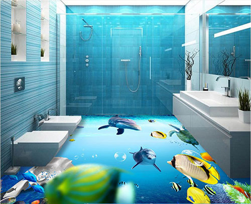 Không gian nhà tắm tuyệt đẹp với gạch ốp lát 3D