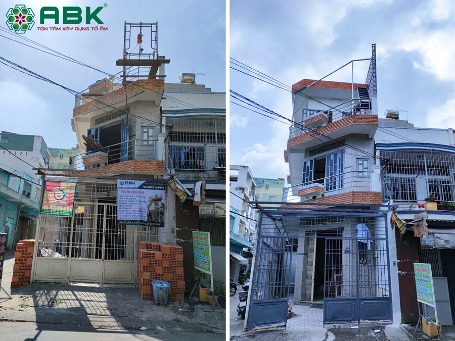 Sửa nhà góc 2 tầng nhà anh Nhạc ở Quận Bình Tân 