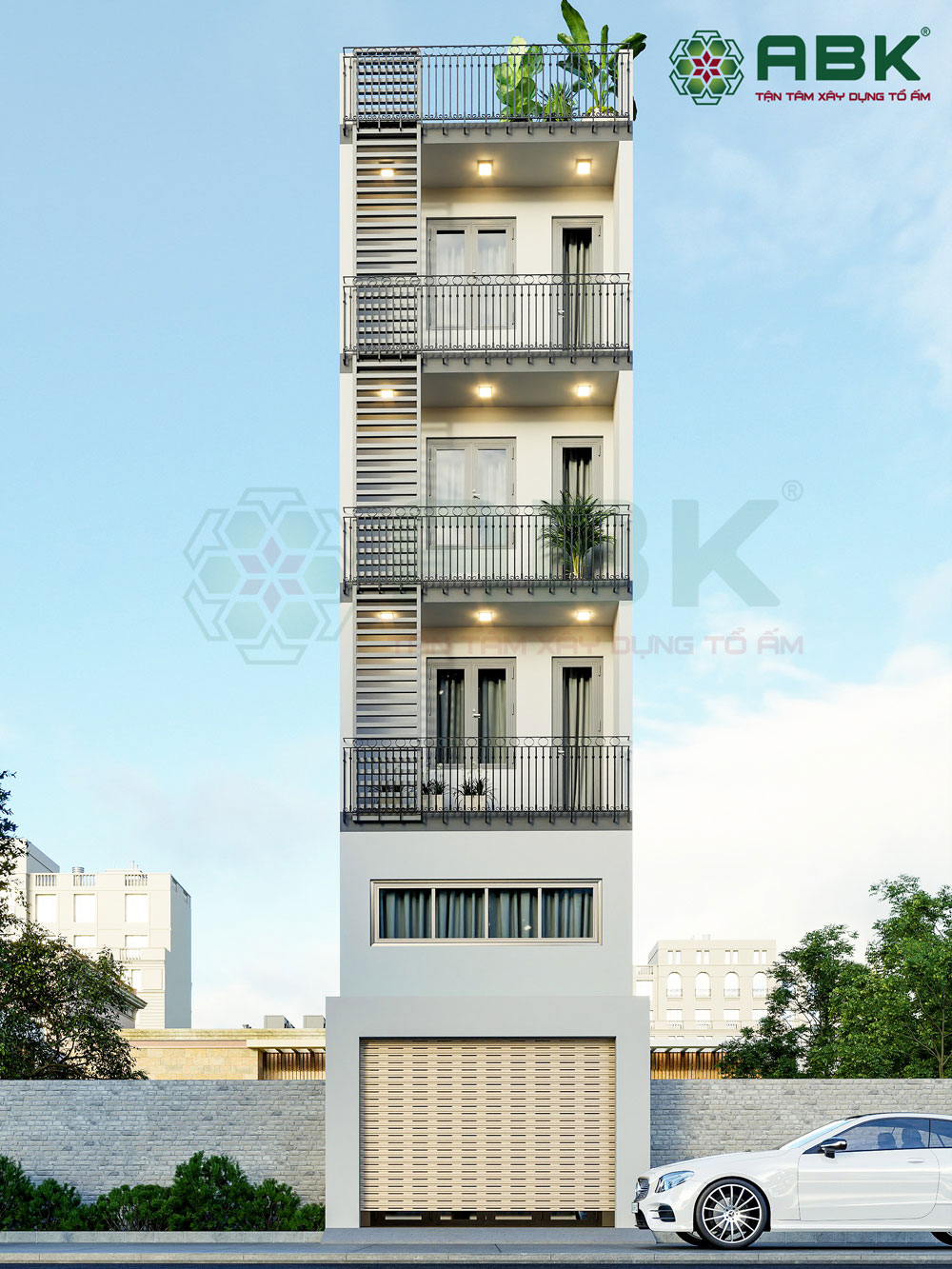 Mẫu thiết kế nhà phố 6 tầng đẹp, hiện đại 4.3x30m của anh Giang tại Tân Bình 