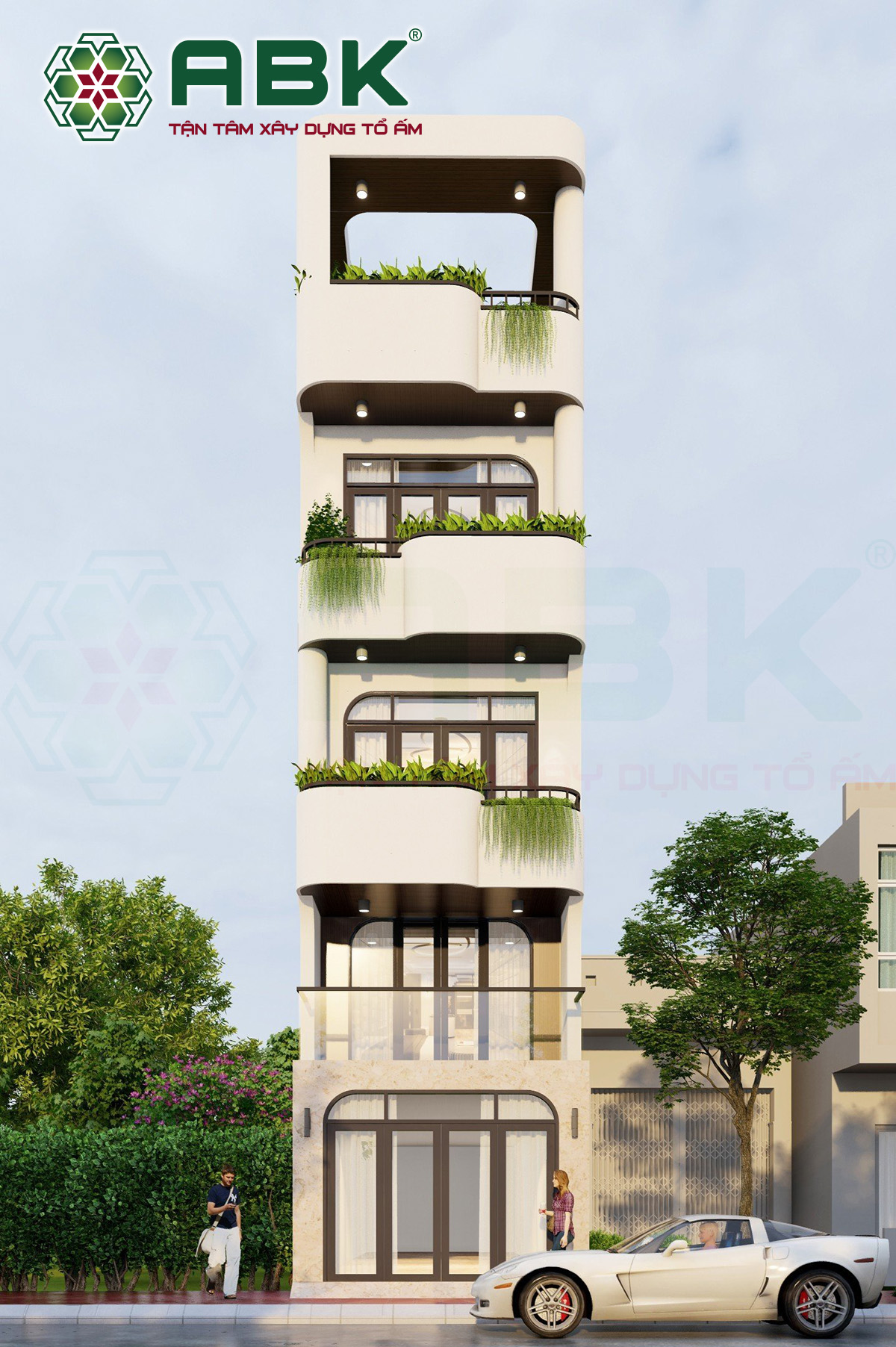 Nhà 4–5 tầng có thang máy - công trình xây nhà trọn gói ABK