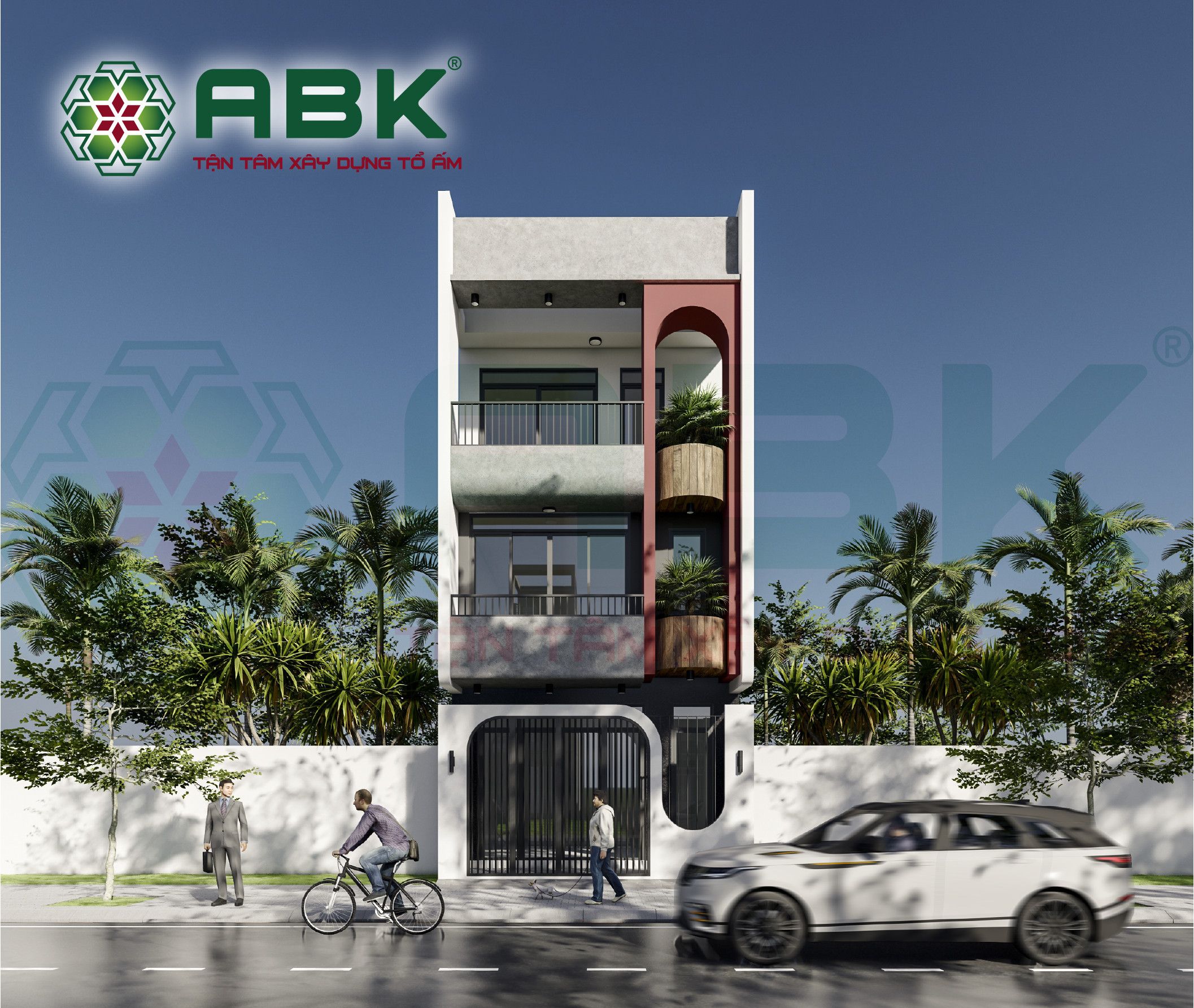 Nhà phố 3 tầng tối ưu công năng - công trình xây nhà trọn gói ABK