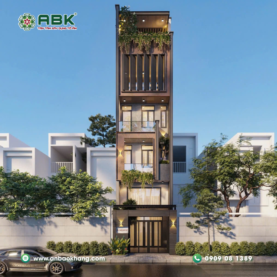 Nhà 4–5 tầng có thang máy - công trình xây nhà trọn gói ABK